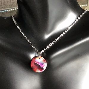 Circle marble charm necklace